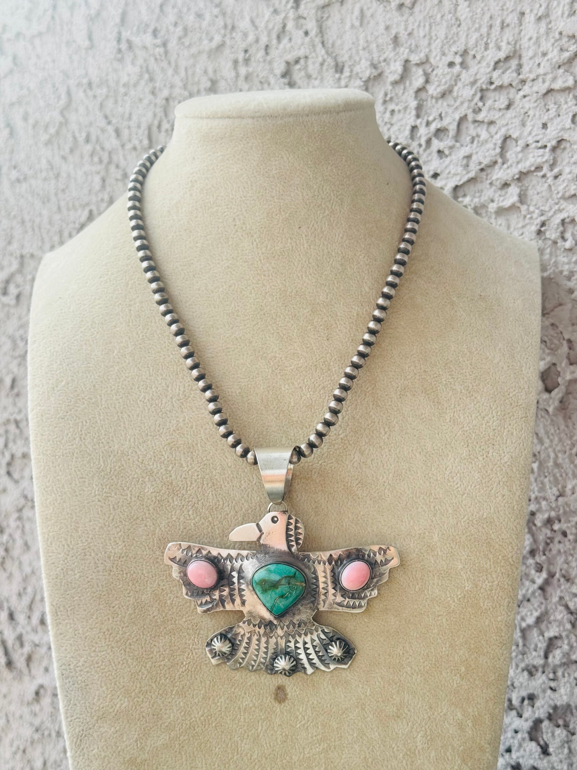 Chimney Butte Multi Stone & Sterling Silver Thunderbird Pendant