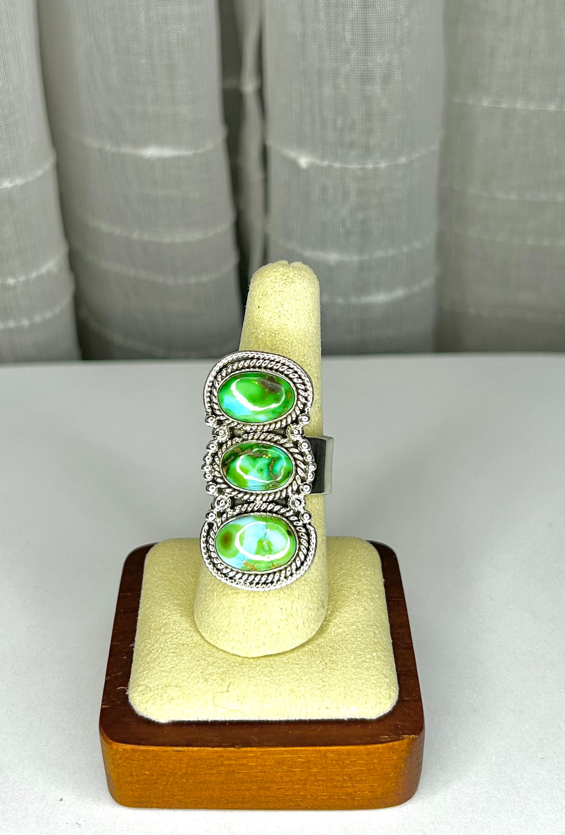 Southwest Made Sonoran Mountain Turquoise & Sterling Sliver Cluster Ring