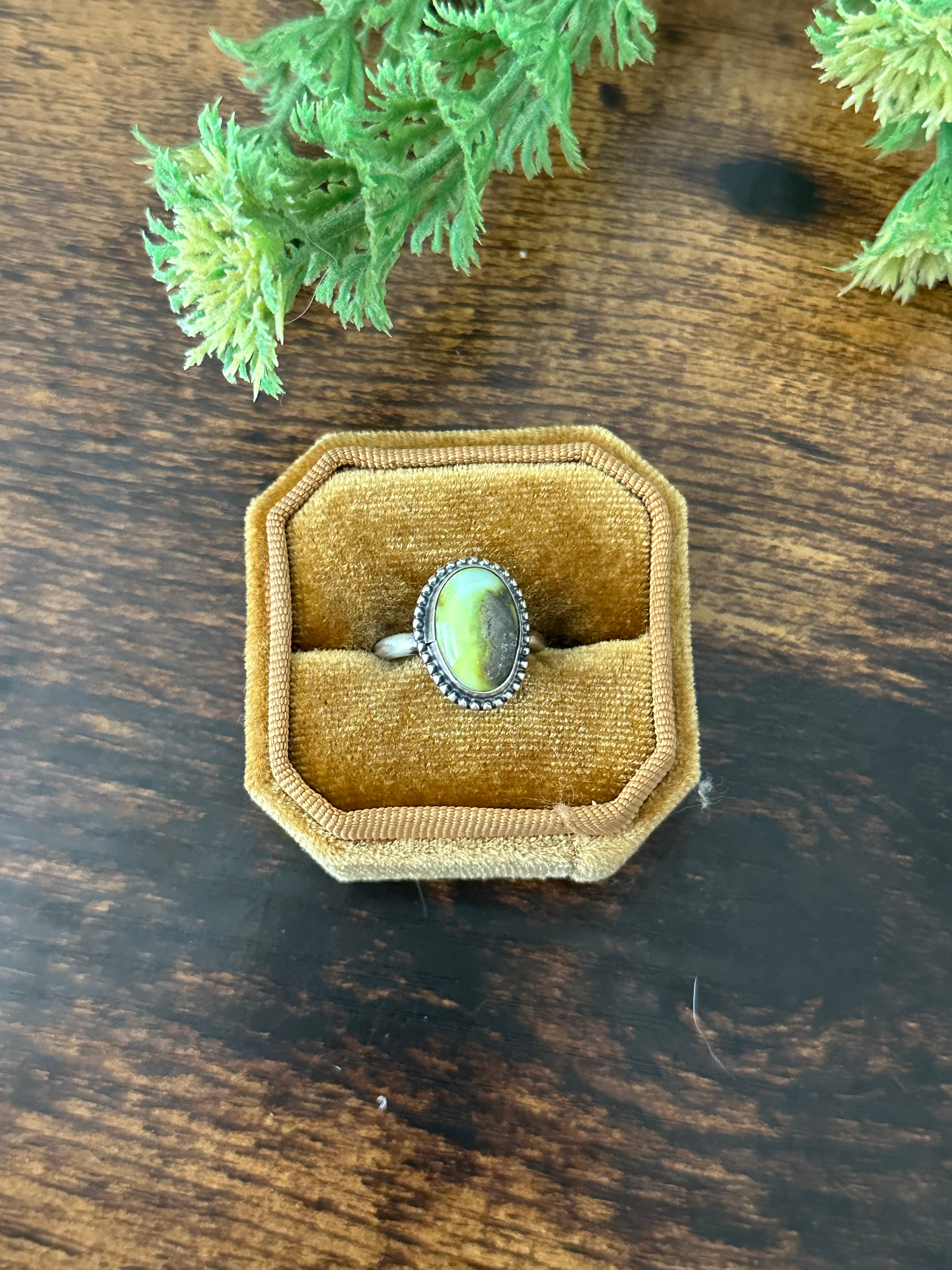 Navajo Handmade Palomino Variscite & Sterling Silver Rings