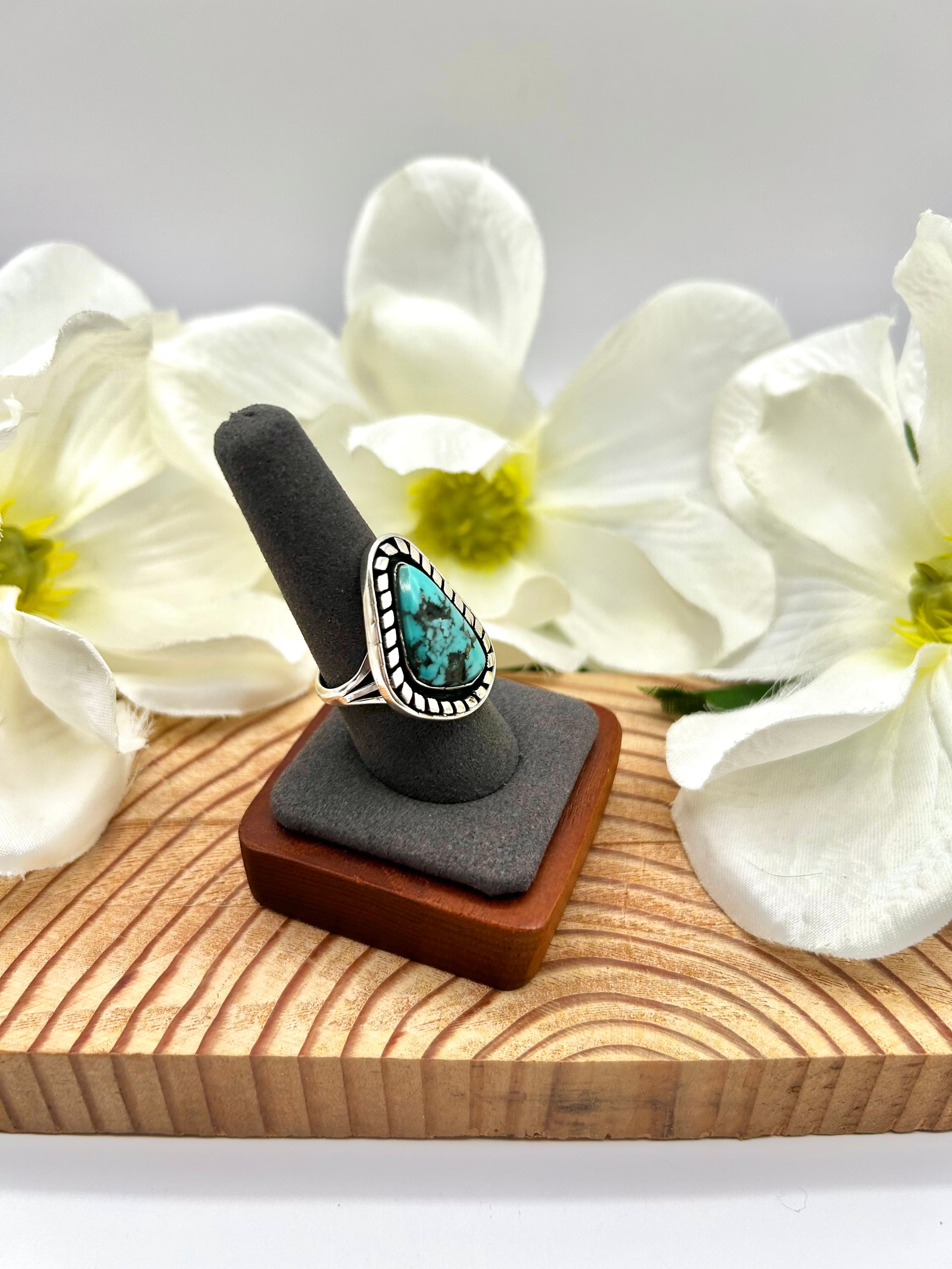 Mike Smith Kingman Turquoise & Sterling Silver Ring Size 9.25