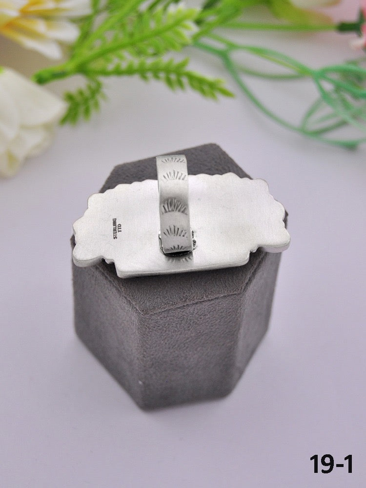 Southwest Made Multi Stone & Sterling Sliver Cluster Adjustable Ring