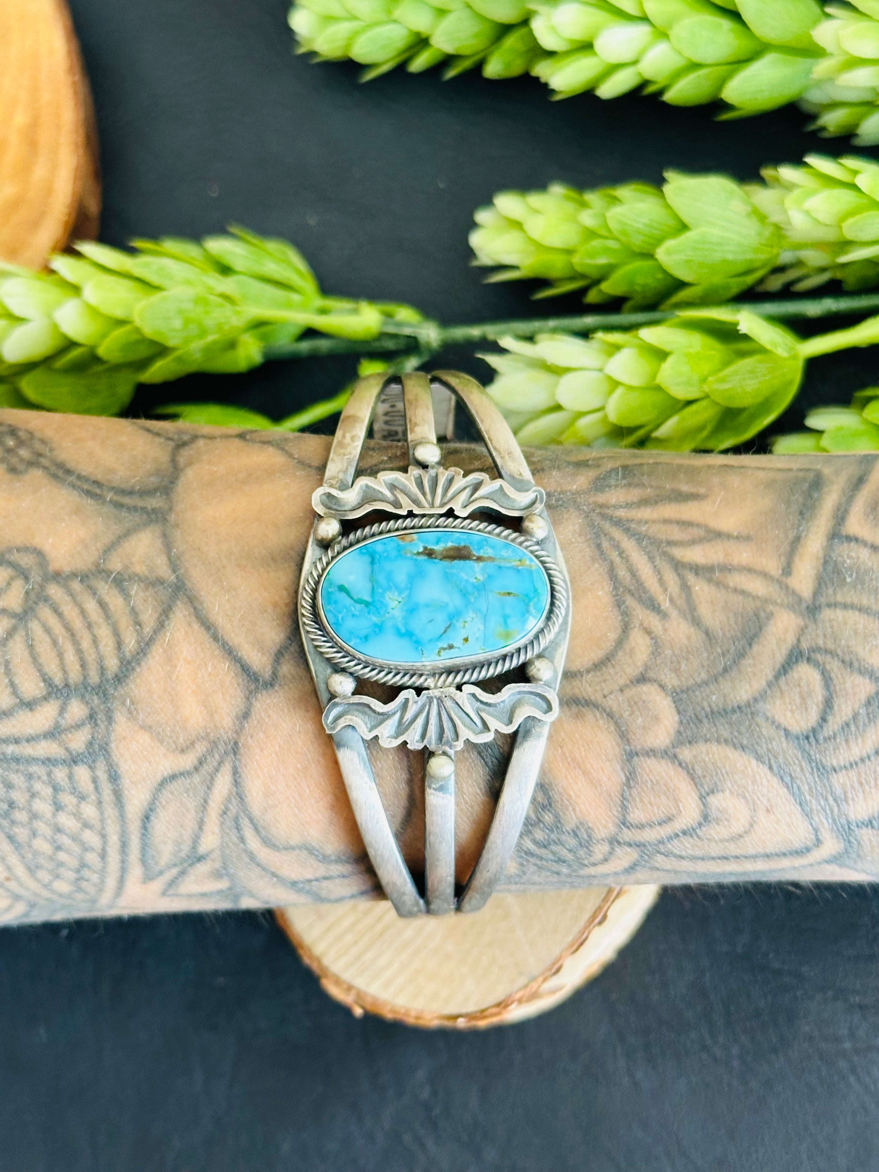Mark Yazzie High Grade Turquoise and Sterling Silver Cuff Bracelet