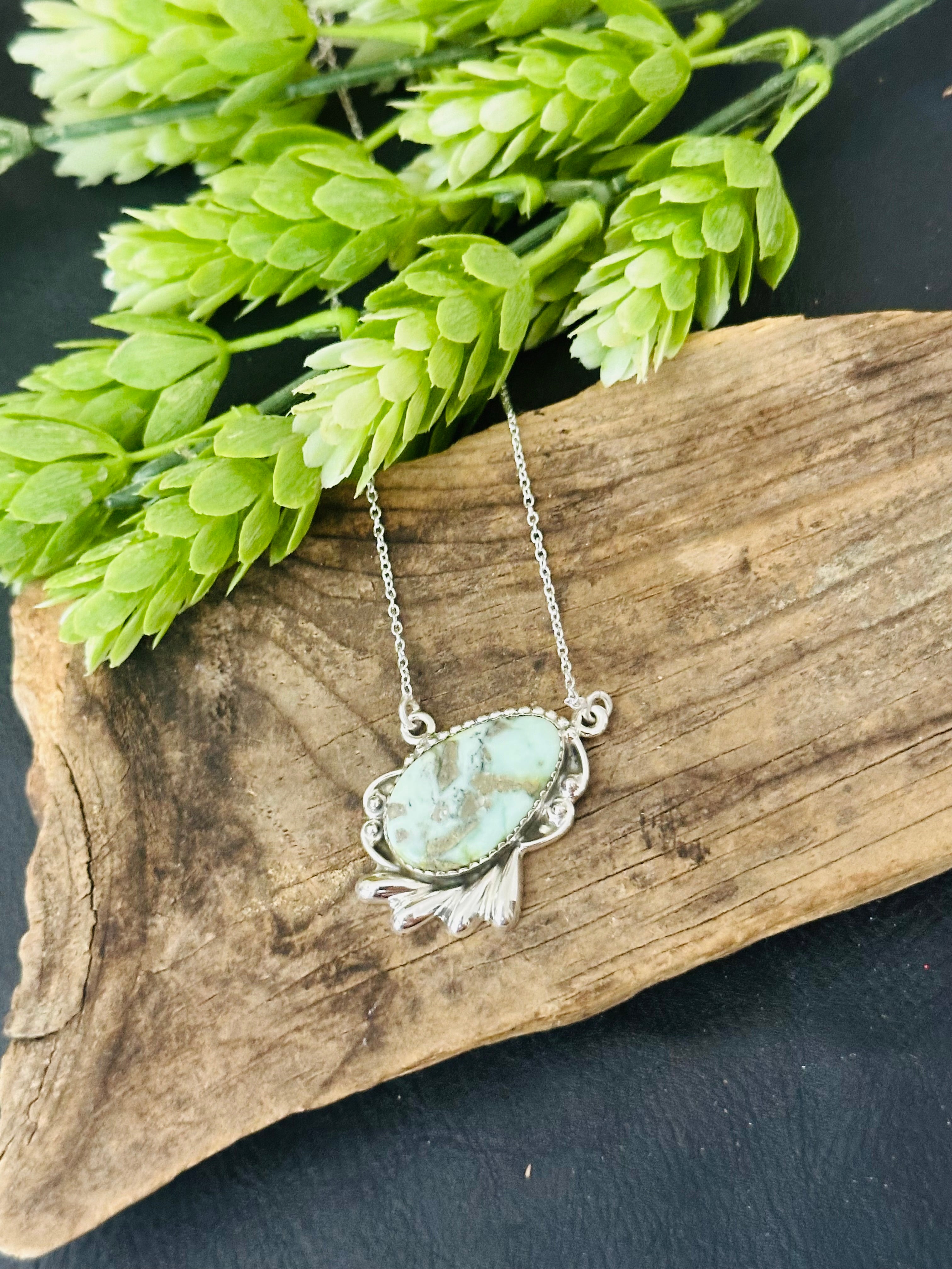 Southwest Palomino Variscite & Sterling Silver Necklace