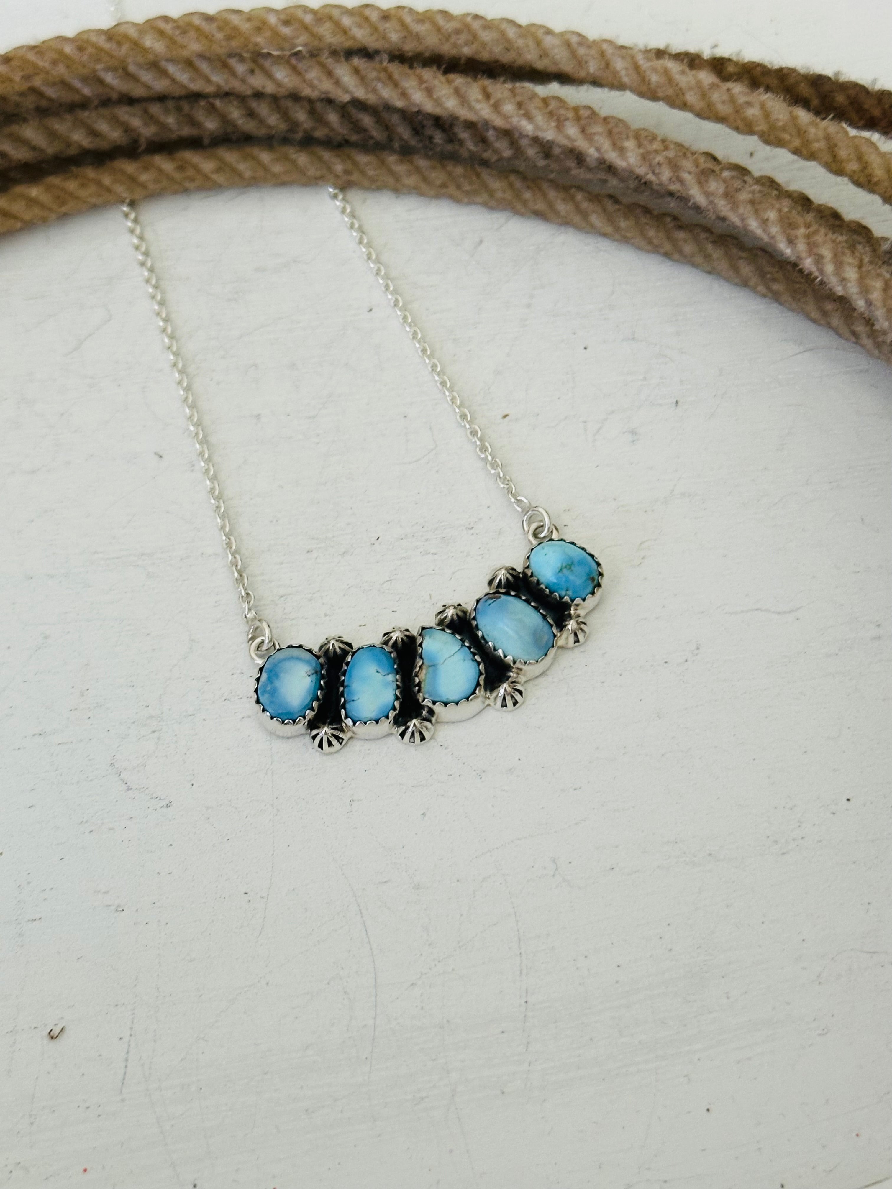 Southwest Handmade Golden Hills Turquoise & Sterling Silver Necklace