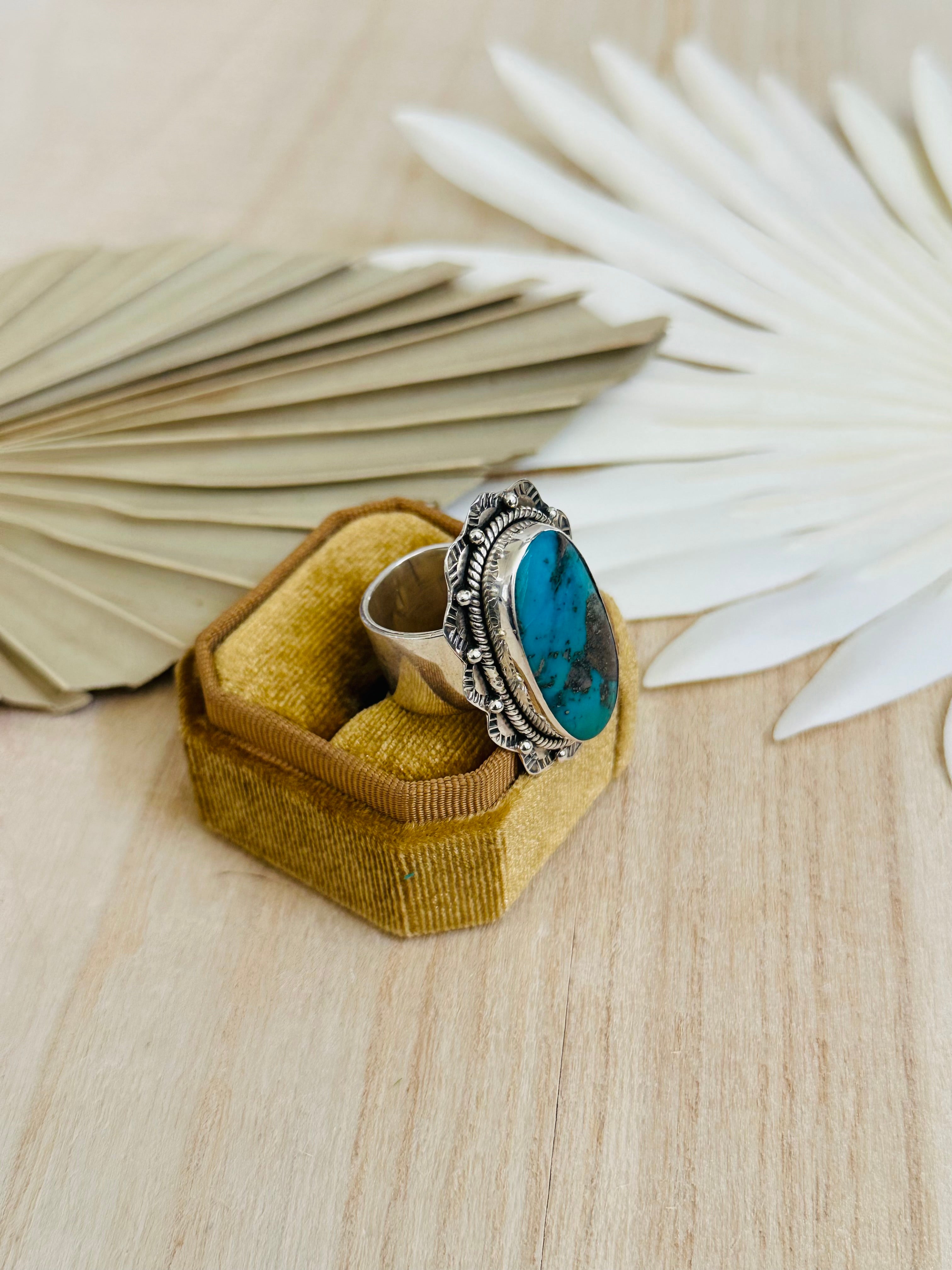 TTD Blue Ridge Turquoise & Sterling Silver Adjustable Ring