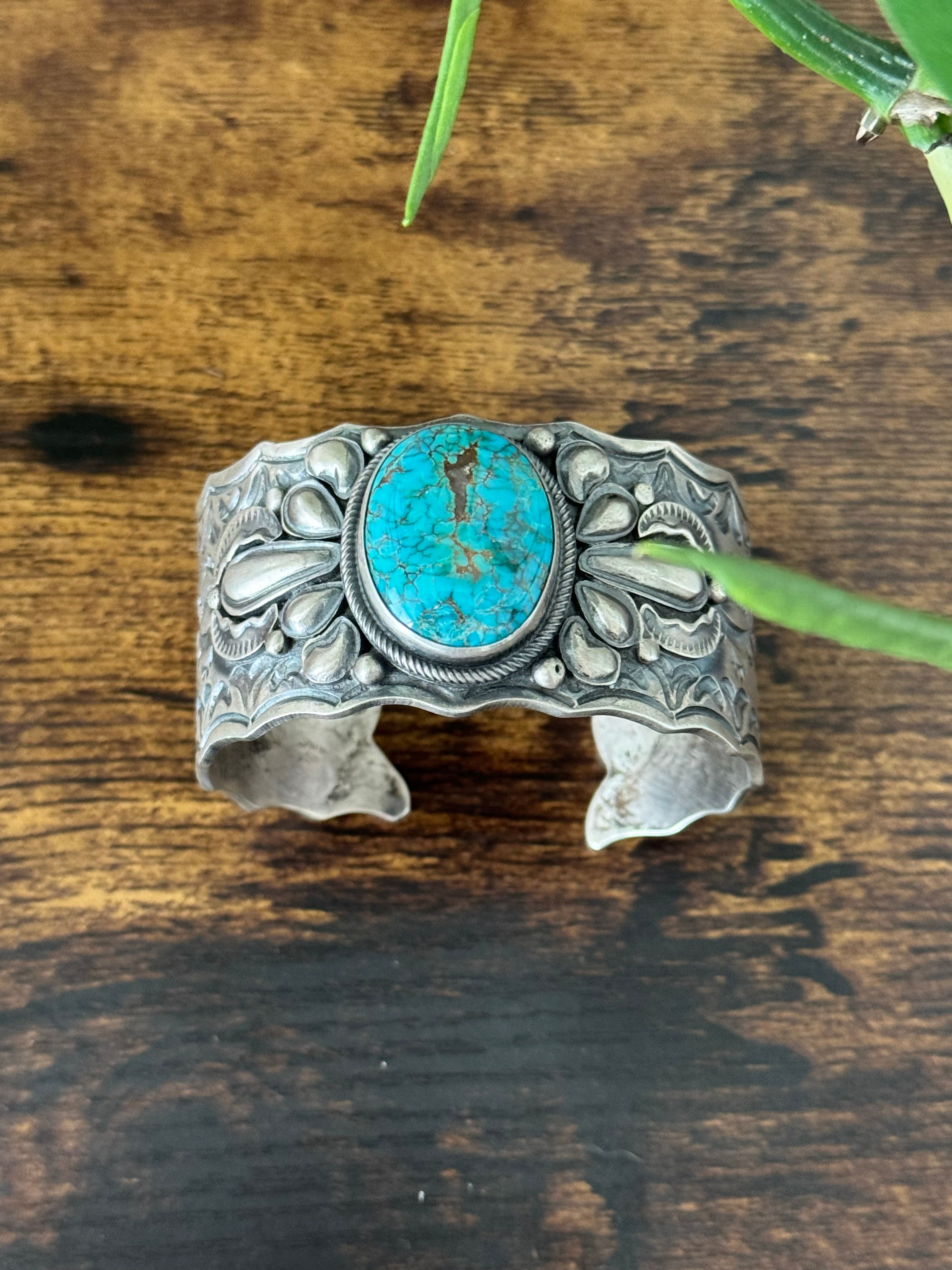 Sheila Tso Kingman Turquoise & Sterling Silver Cuff Bracelet