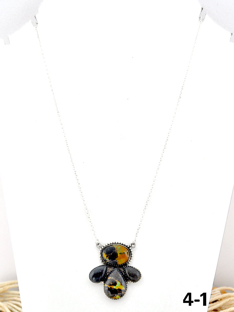 Southwest Made Black Jack Turquoise & Sterling Silver Necklace
