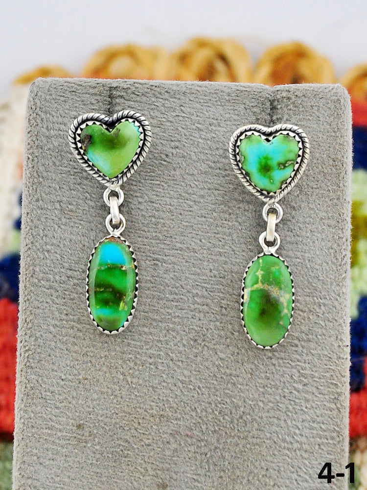 Southwest Made Sonoran Mountain Turquoise & Sterling Silver Post Dangle Earrings