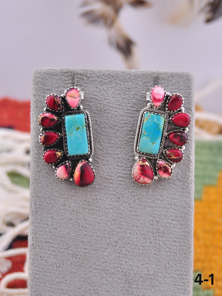 Southwest Made Multi Stone & Sterling Silver Post Earrings