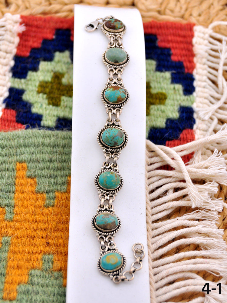 Southwest Handmade Royston Turquoise & Sterling Silver Link Bracelet