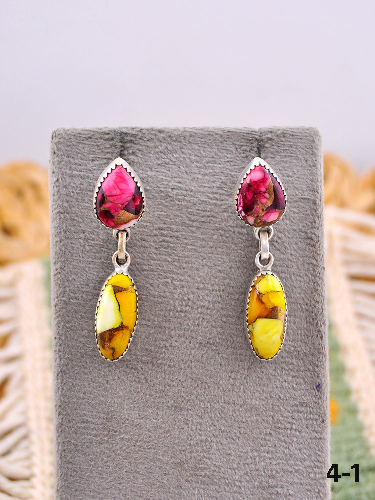 Southwest Made Multi Stone & Sterling Silver Post Earrings