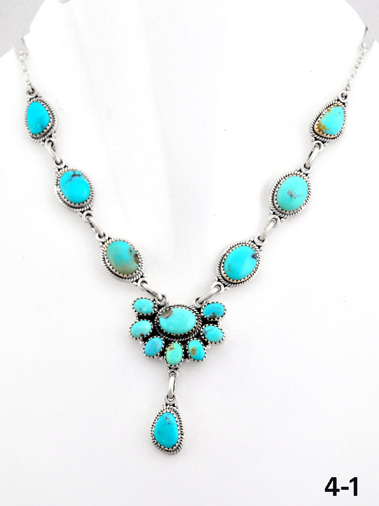 Southwest Made Kingman Turquoise & Sterling Silver Necklace
