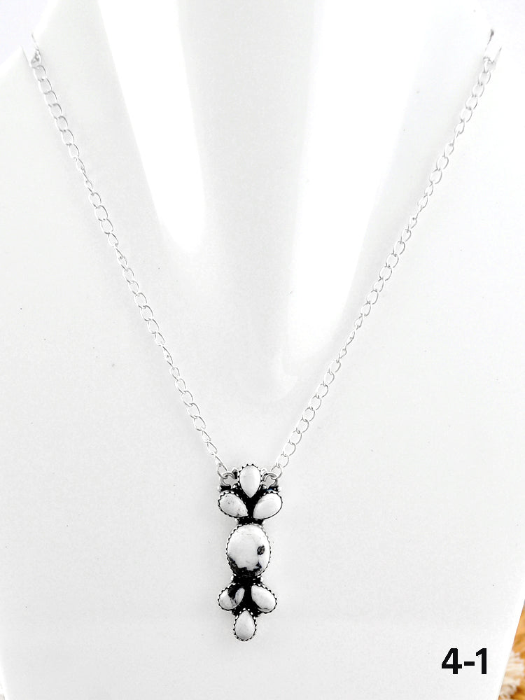 Southwest Made White Buffalo & Sterling Silver Statement Necklace