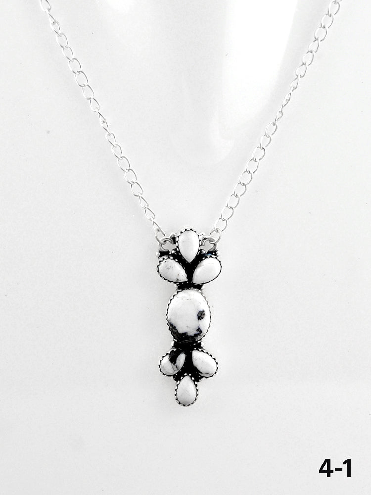 Southwest Made White Buffalo & Sterling Silver Statement Necklace