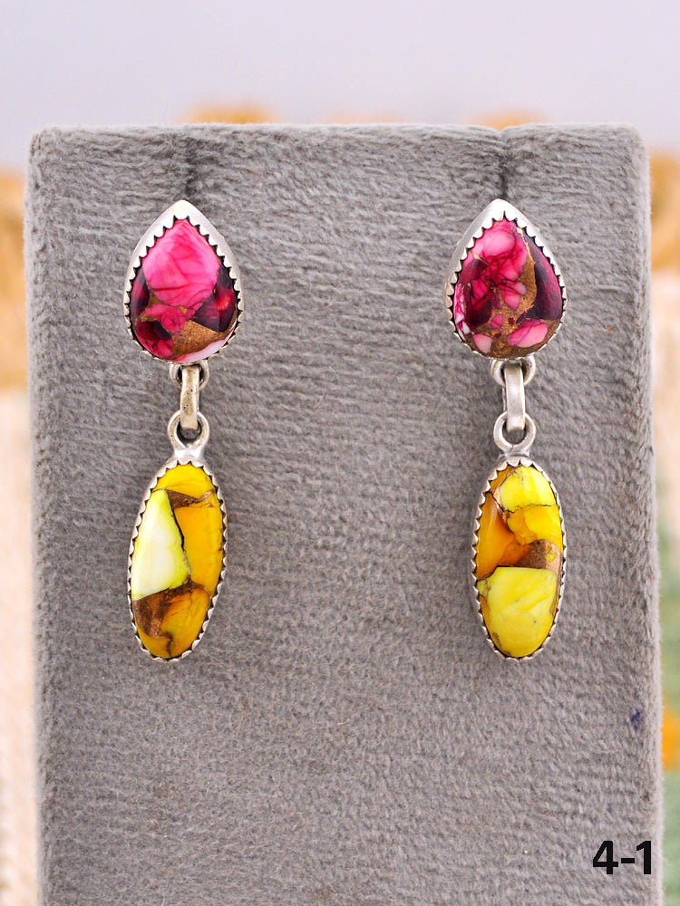 Southwest Made Multi Stone & Sterling Silver Post Earrings