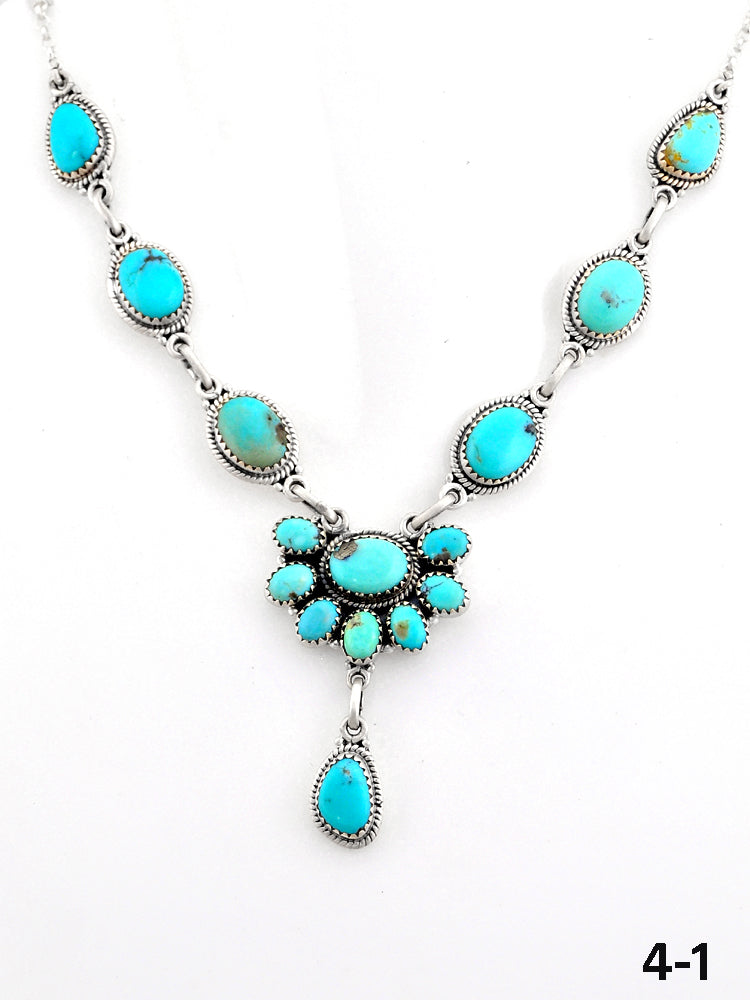 Southwest Made Kingman Turquoise & Sterling Silver Necklace
