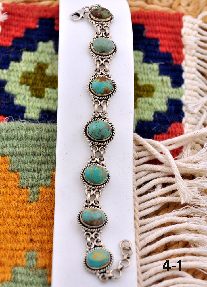 Southwest Handmade Royston Turquoise & Sterling Silver Link Bracelet