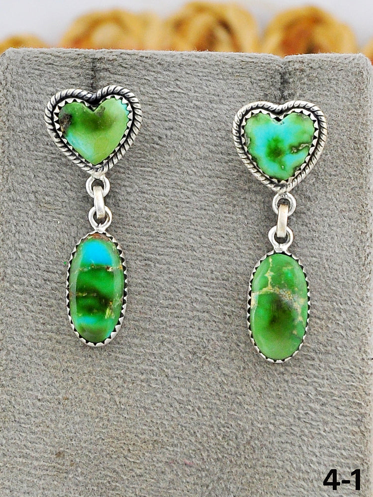 Southwest Made Sonoran Mountain Turquoise & Sterling Silver Post Dangle Earrings