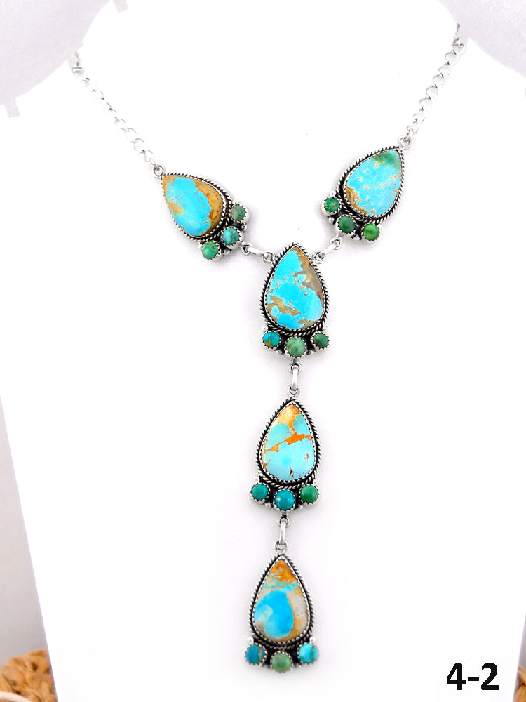 Southwest Handmade Mix Turquoise & Sterling Silver Necklace