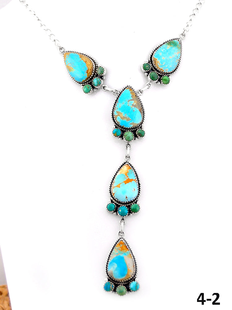 Southwest Handmade Mix Turquoise & Sterling Silver Necklace