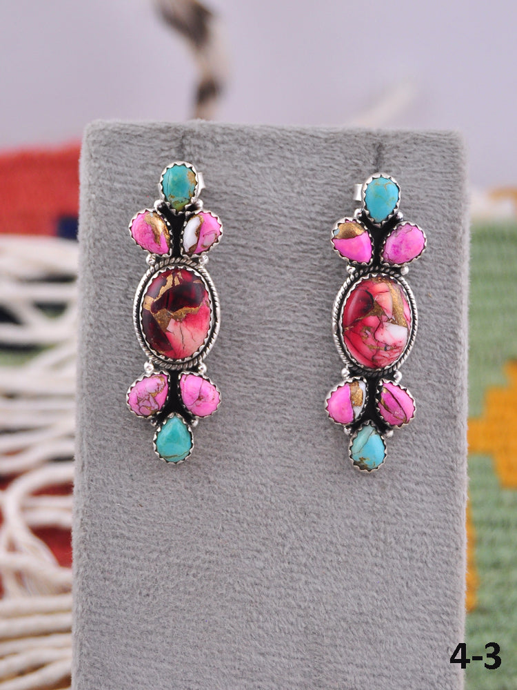 Southwest Made Multi Stone & Sterling Silver Post Earrings