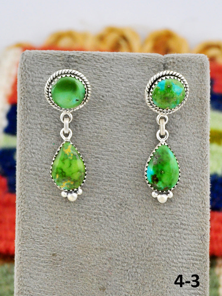 Southwest Made Sonoran Mountain Turquoise & Sterling Silver Post Dangle Earrings