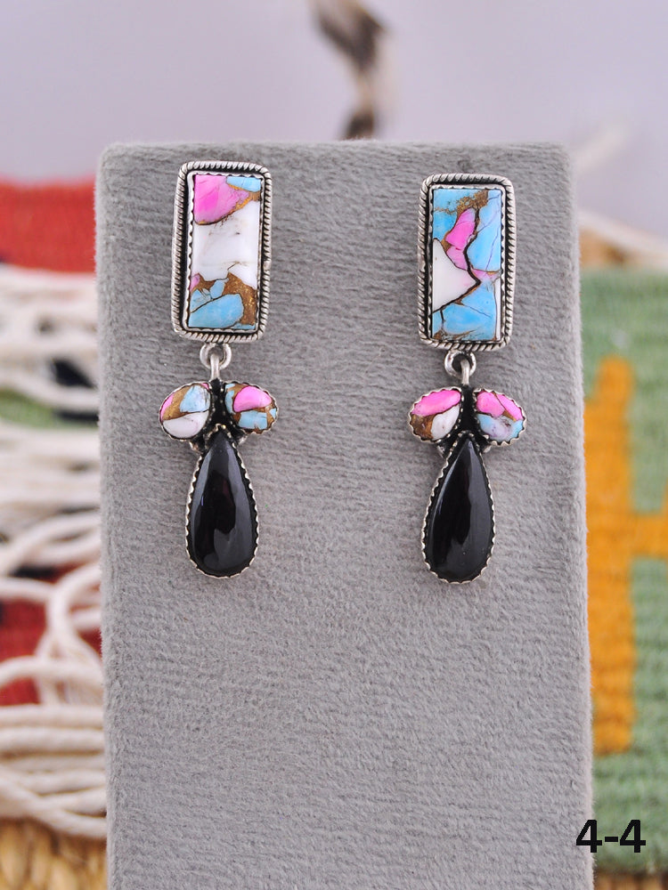 Southwest Made Multi Stone & Sterling Silver Post Earrings
