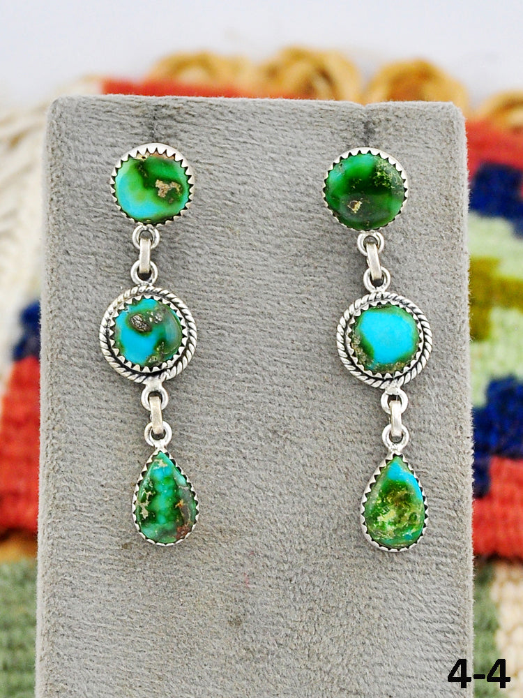 Southwest Made Sonoran Mountain Turquoise & Sterling Silver Post Dangle Earrings