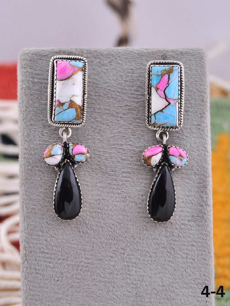 Southwest Made Multi Stone & Sterling Silver Post Earrings
