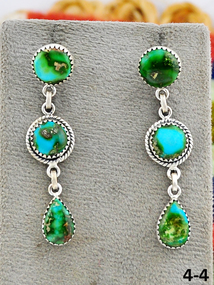 Southwest Made Sonoran Mountain Turquoise & Sterling Silver Post Dangle Earrings