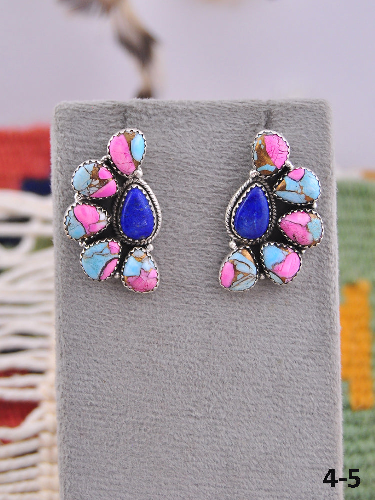 Southwest Made Multi Stone & Sterling Silver Post Earrings