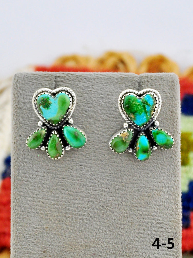 Southwest Made Sonoran Mountain Turquoise & Sterling Silver Post Dangle Earrings