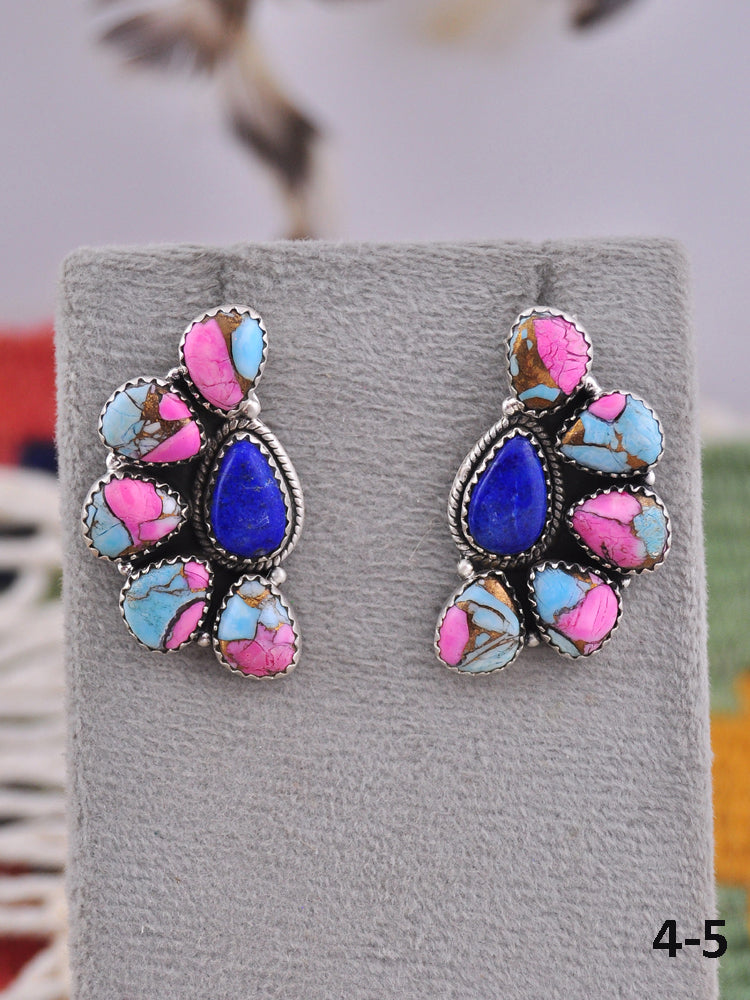 Southwest Made Multi Stone & Sterling Silver Post Earrings