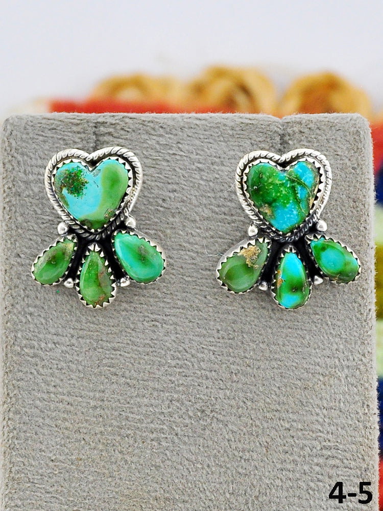 Southwest Made Sonoran Mountain Turquoise & Sterling Silver Post Dangle Earrings