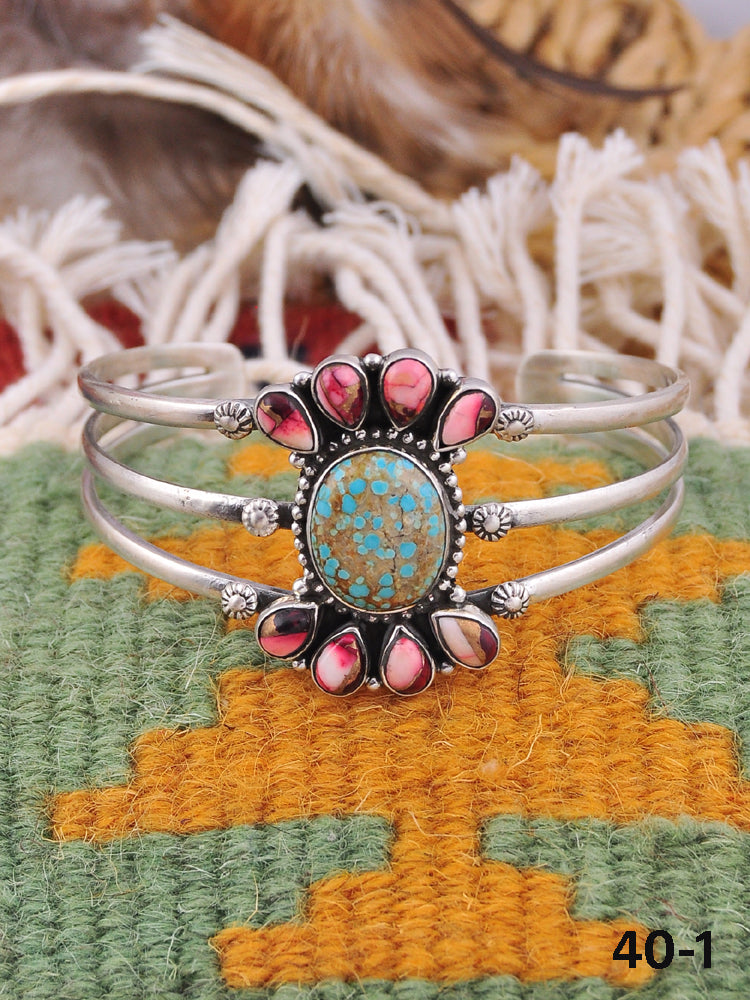 Southwest Made Multi Stone & Sterling Silver Cuff Bracelet