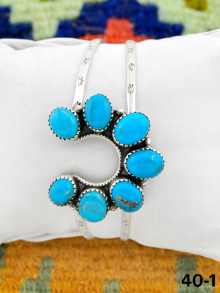 Southwest Made Blue Kingman Turquoise & Sterling Silver Cuff Bracelet
