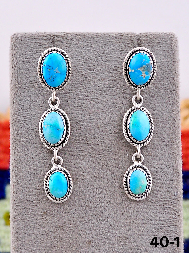 Southwest Handmade White Water & Sterling Silver Post Dangle Earrings