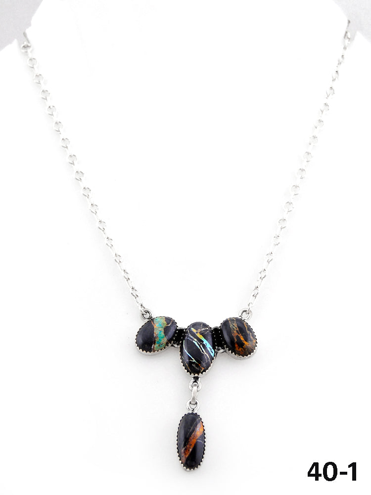 Southwest Handmade Black Jack & Sterling Silver Necklace