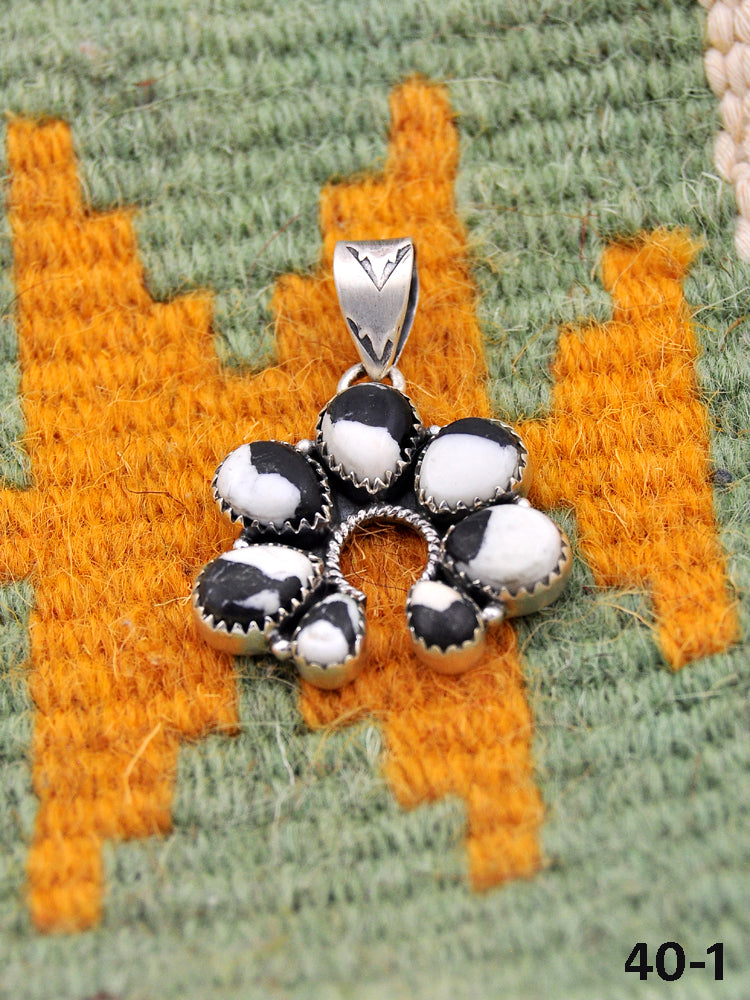 Southwest Made White Buffalo Turquoise & Sterling Silver Naja Pendant