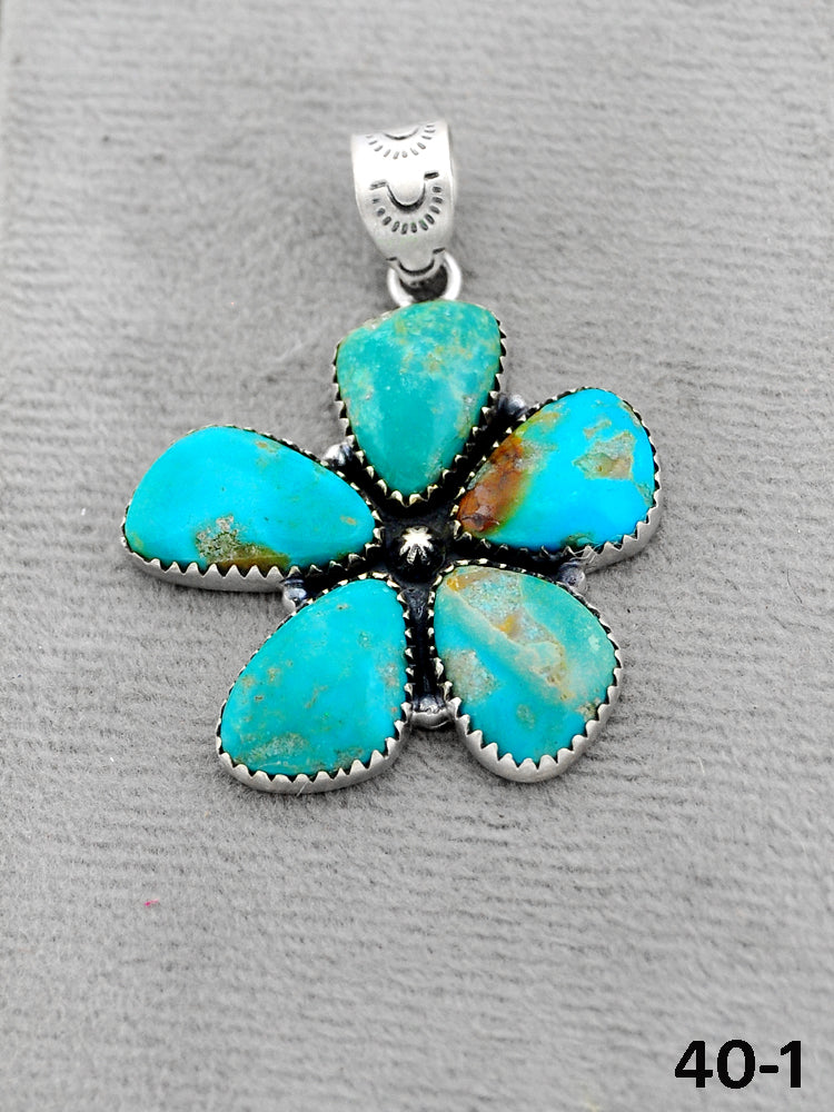 Southwest Handmade Santa Maria Turquoise & Sterling Silver Pendants