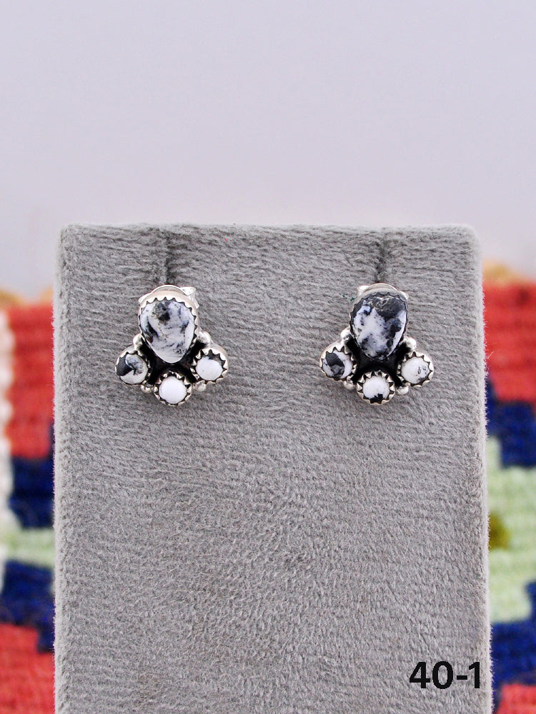 Southwest Made White Buffalo & Sterling Silver Post Earrings