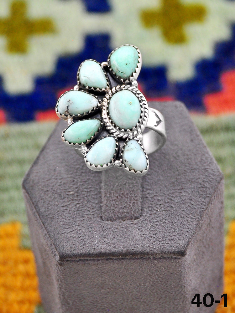 Southwest Handmade Paloma Turquoise & Sterling Silver Adjustable Ring