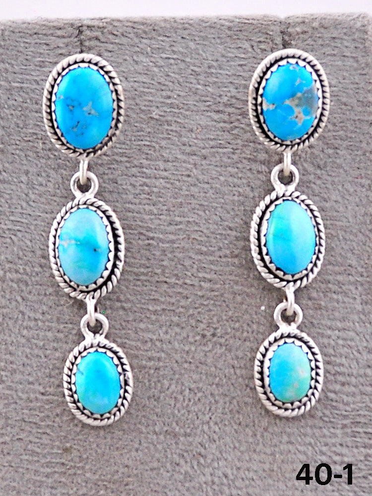Southwest Handmade White Water & Sterling Silver Post Dangle Earrings