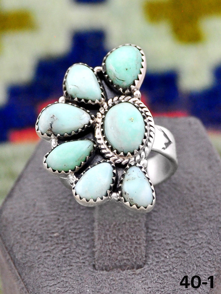 Southwest Handmade Paloma Turquoise & Sterling Silver Adjustable Ring