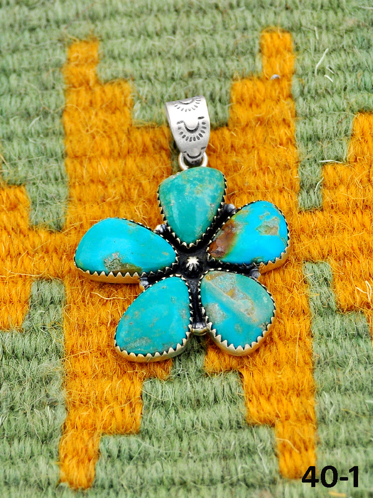 Southwest Handmade Santa Maria Turquoise & Sterling Silver Pendants