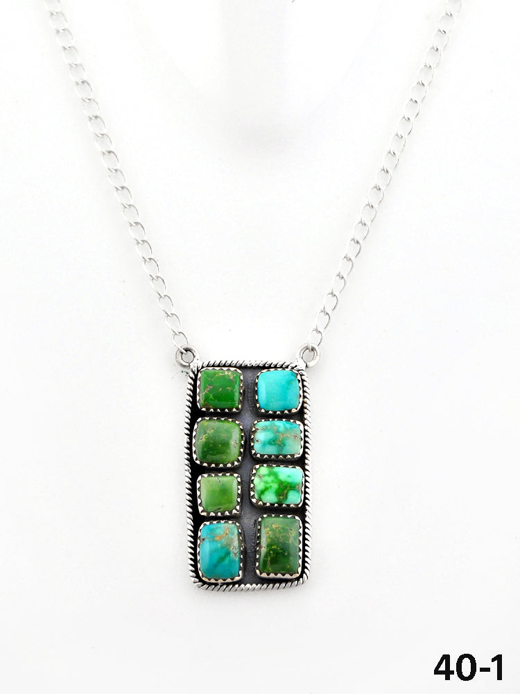 Southwest Made Emerald Valley Turquoise & Sterling Silver Necklace