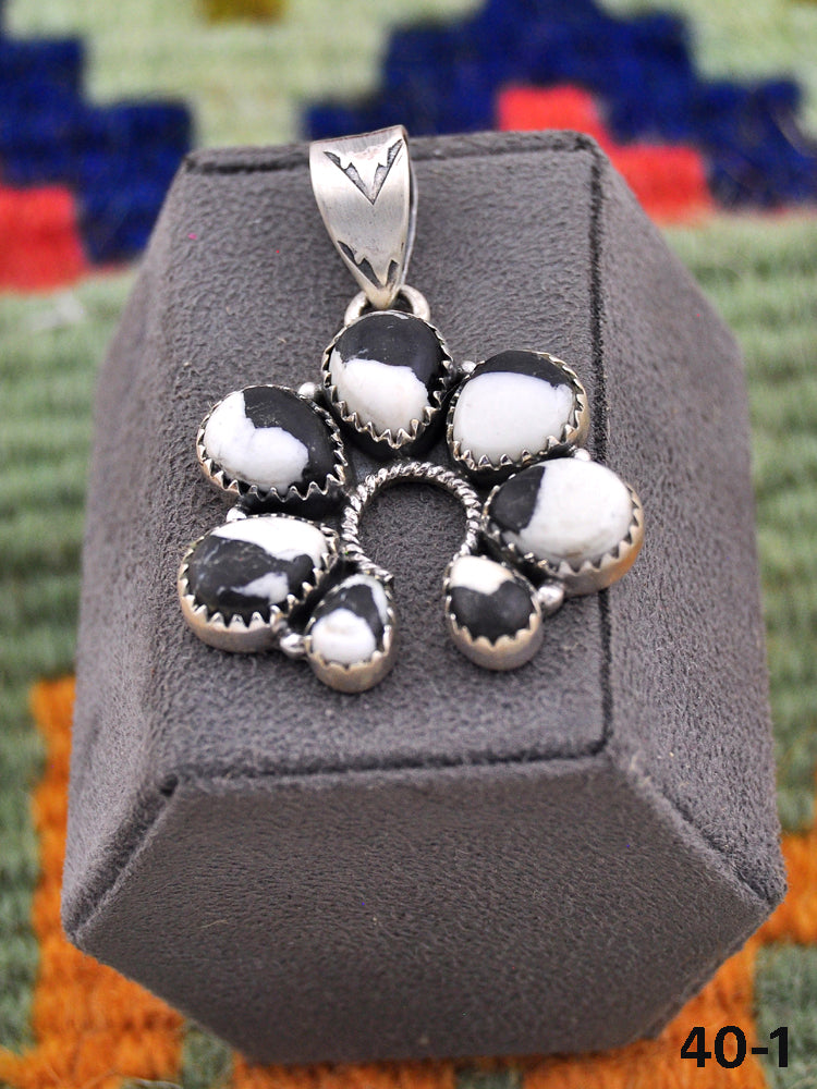 Southwest Made White Buffalo Turquoise & Sterling Silver Naja Pendant