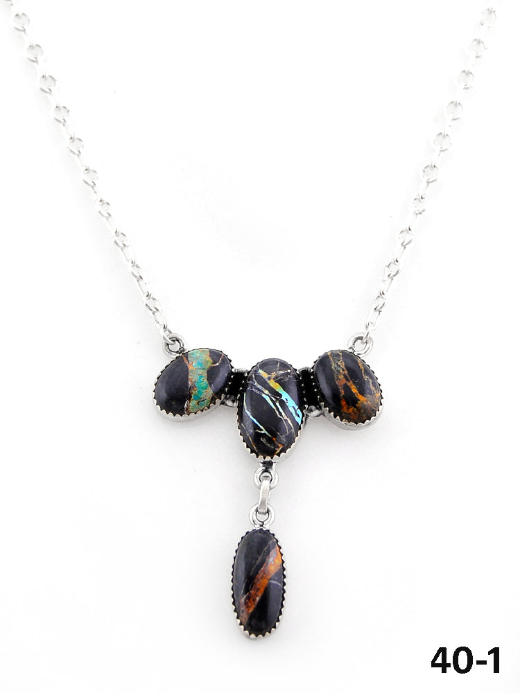 Southwest Handmade Black Jack & Sterling Silver Necklace