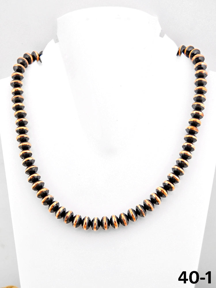 Southwest Handmade 10 MM Copper Saucer Beaded Necklace