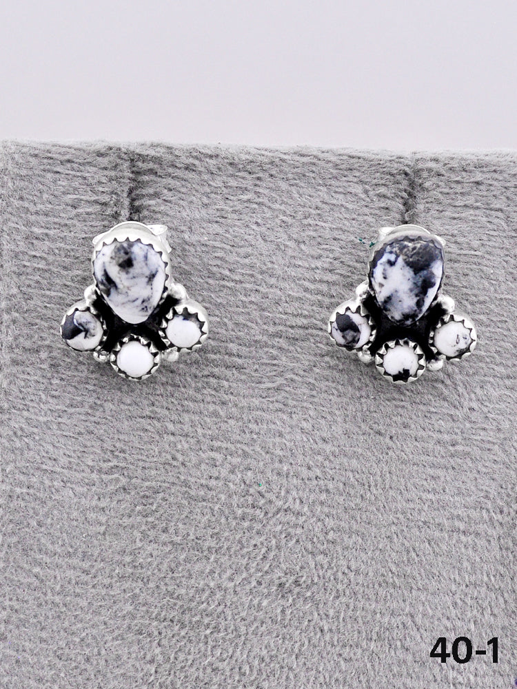 Southwest Made White Buffalo & Sterling Silver Post Earrings